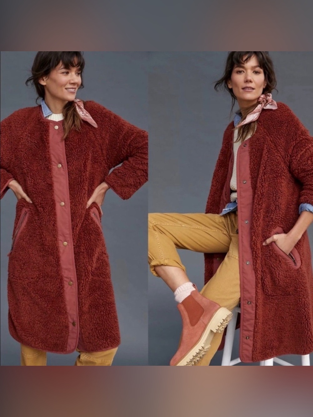 Anthropologie Margot reversible sherpa coat S